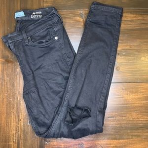 Seven for all mankind black distressed ankle skinny Jean